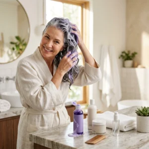How to Use Purple Shampoo Without Drying Out Gray Hair